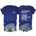 Front and back view of blue slogan t-shirt with quotes and ripped denim shorts set - Retro Blue (White Font)