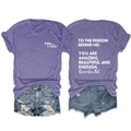 Detailed front and back views of purple T-shirt with YOU matter motivational slogan - Purple (White Font)