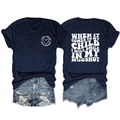 Front and back detail of navy blue cotton T-shirt with heart logo and back typography - S / Tops / Navy Blue (White Font)