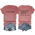 Front and back view of Dear Person Behind Me t-shirt set with distressed denim shorts - S / Tops / Rose Gold