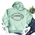 Sweat à capuche femme vert menthe avec imprimé football et poche kangourou - Vert clair