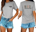 Vue avant et arrière du t-shirt gris Nurse Life avec imprimé graphique coloré - S / Hauts / Gris Clair (Motif Noir)