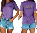 Vue avant et arrière du t-shirt violet pour infirmière avec motif léopard et floral - S / Hauts / Violet (Motif Noir)