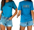 T-shirt Nurse Life avec motif léopard au dos et short en jean bleu clair - S / Hauts / Bleu lac (Motif noir sur le devant)