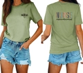Détails avant et arrière du t-shirt vert gazon Nurse Life avec imprimé léopard - S / Hauts / Vert Olive (Impression Noire)