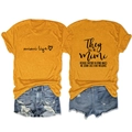 Dettaglio del set t-shirt Mimi Life giallo zenzero e pantaloncini in denim - S / Giallo Senape