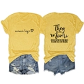 Flat lay detail showing front and back print of yellow Mimi Life cotton t-shirt - S / Yellow