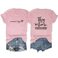 Detail showing front mimi life print and back slogan of pink crewneck t-shirt - S / Pink