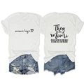 Detail view of white Mimi Life t-shirt with back print and ripped denim shorts - S / White