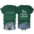 Dark green short sleeve T-shirt with white MIMI LIFE print on front and back views - S / Vintage Green
