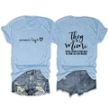 Women's Mimi Life t-shirt and denim shorts set with back print and frayed hem - S / Light Blue