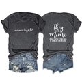 Dark grey mimi life print t-shirt and ripped denim shorts set front and back view - S / Black Heather Grey