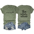 Front and back view of olive green Mimi T-shirt paired with denim shorts set - S / Olive Green