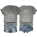 Vista fronte e retro della maglietta in cotone grigio con stampa e pantaloncini denim - S / Grigio Scuro (Lettere Bianche)