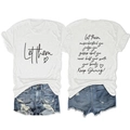 Stesura piatta di maglietta bianca con testo 'Let them' e pantaloncini di jeans strappati - Bianco (Carattere Nero)