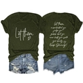 Vista fronte e retro della t-shirt verde militare con stampa artistica bianca dello slogan - Verde Militare (Font Bianco)