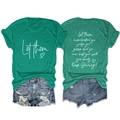 T-shirt girocollo verde scuro con stampa di lettere bianche sul davanti e sul retro - Verde Scuro (Font Bianco)