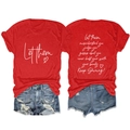 T-shirt rossa con grafica a cuore e pantaloncini di jeans effetto invecchiato - Rosso (Carattere Bianco)