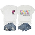 Détails du t-shirt blanc imprimé pour enseignante avec short en jean bleu délavé - S / Blanc