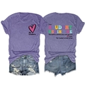 T-shirt violet chiné avec imprimé cœur I Love My Students sur le devant et au dos - S / Violet (Imprimé Noir)