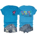 Détail du t-shirt bleu avec imprimé I Love My Students et ensemble short en jean - S / Bleu lac