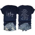 Completo t-shirt blu scuro stampata Let Them e pantaloncini in denim usurati, fronte e retro - Blu Notte (Font Bianco)