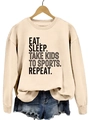 Détail d'un sweat crème avec inscription imprimée 'EAT SLEEP TAKE KIDS TO SPORTS' - S / Sable