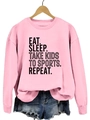 Sweat rose à col rond avec slogan 'EAT SLEEP TAKE KIDS' et short en jean assorti - Rose