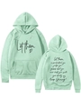 Detail of mint green hoodie featuring front kangaroo pocket and Let Them heart print - S / Light Green