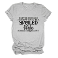 Detail of grey crew neck T-shirt featuring bold black humor letter print on soft fabric - Light Gray (Black Font)