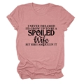 Close-up of black letter print on a dusty rose cotton crew neck short sleeve T-shirt - Rose Gold (Black Font)