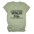 Detail of sage green crewneck t-shirt with black printed slogan on white background - Olive Green (Black Font)