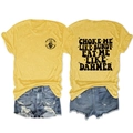Front and back detail of yellow t-shirt with black graphic print and denim shorts - S / Yellow