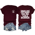 Flat lay of double-sided printed burgundy crewneck T-shirt with white artistic lettering - S / Wine Red (White Print)