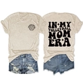 Dual-sided vintage volleyball mom era graphics on oatmeal crewneck cotton t-shirt - S / Tops / Sand (Black Font)