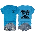 Blue double-sided graphic T-shirt with vintage Choke Me Like Bundy print design - S / Lake Blue