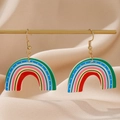 Bunte Regenbogen-Ohrhänger aus Acryl mit farbigen Streifen und Goldmetallhaken - Bunter Regenbogen
