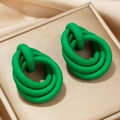 Boucles d'oreilles nœud spirale vert rétro avec fini mat sur un support doré - Vert
