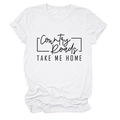 T-shirt bianca in cotone con stampa testuale nera Country Roads Take Me Home su piano - Bianco (Carattere Nero)