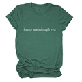 Deep green heathered crewneck T-shirt featuring In My Sourdough Era white text print - S / Retro Green (White Font)