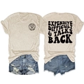 Havermoutkleurig T-shirt met tekst op de rug en versleten denim shorts in streetwear stijl - S / Zand (Zwarte Grafiek)