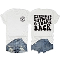 Flat lay of white T-shirt with back text and distressed denim shorts set - White (Black Graphic)