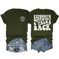 Flat lay of olive green graphic T-shirt and denim shorts showing front and back view - Army Green (White Graphic)