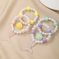Children's beaded bracelet set with mermaid tail and shell charms in pastel colors - Mermaid Tail And Shell Bracelet Collection