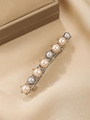 Detail of silver alloy hair clip with champagne and grey pearls on silk fabric - Large Grey Barrette