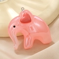 Süßer rosa Elefant Schlüsselanhänger aus Harz mit rotem Herz und silbernem Metallring - Rosa Herz Elefant