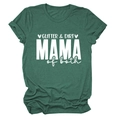 Détail de l'imprimé blanc glitter dirt mama of both sur t-shirt vert chiné à manches courtes - Vert Vintage (Lettres Blanches)