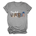 Detail of Baseball Grandma text print on a soft grey cotton crewneck casual t-shirt - S / Dark Gray