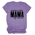 T-shirt violet Glitter & Dirt Mama of Both avec col rond classique et manches courtes - Violet (Lettres Noires)