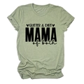 Détail de l'imprimé Mama of Both sur t-shirt en coton mélangé vert sauge effet pailleté - Vert Olive (Lettres Noires)